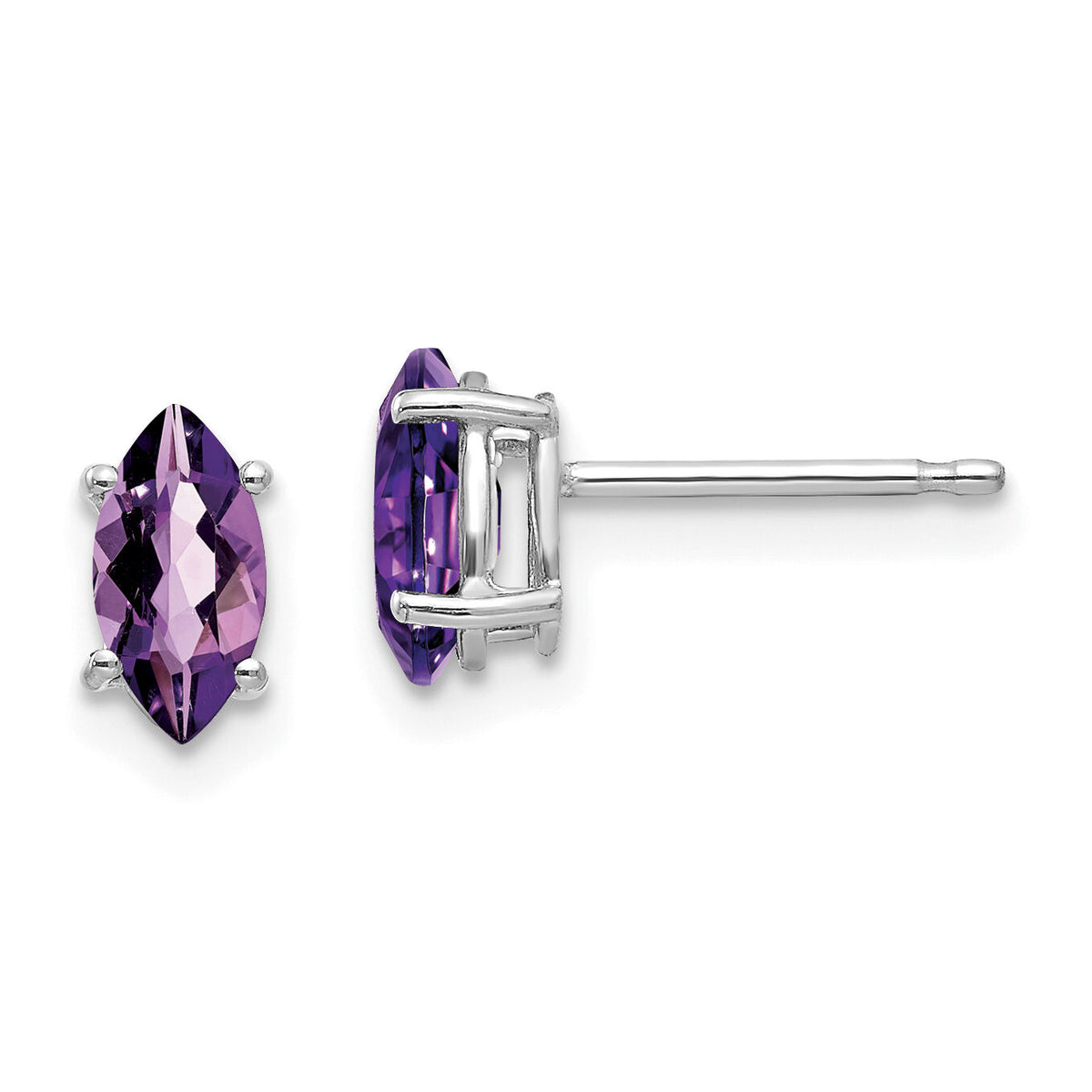 14k White Gold 7x3.5mm Marquise Amethyst earring-XE103WAM