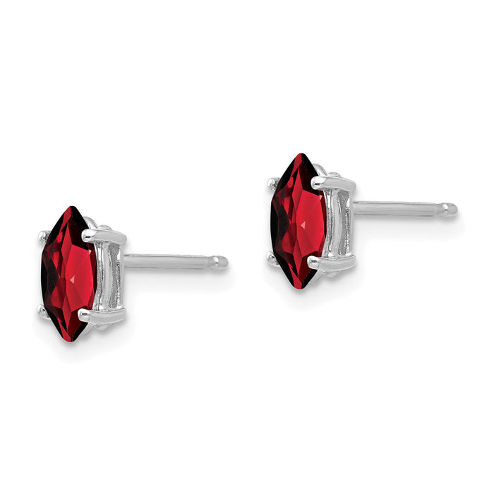 14k White Gold 7x3.5mm Marquise Garnet earring-XE103WGA