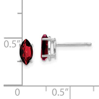14k White Gold 7x3.5mm Marquise Garnet earring-XE103WGA