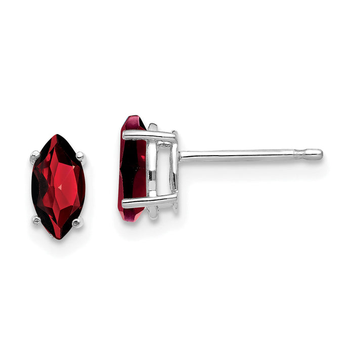 14k White Gold 7x3.5mm Marquise Garnet earring-XE103WGA