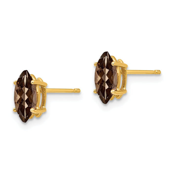 14k 8x4 Marquise Checker-Cut Smoky Quartz Earring-XE104CQ