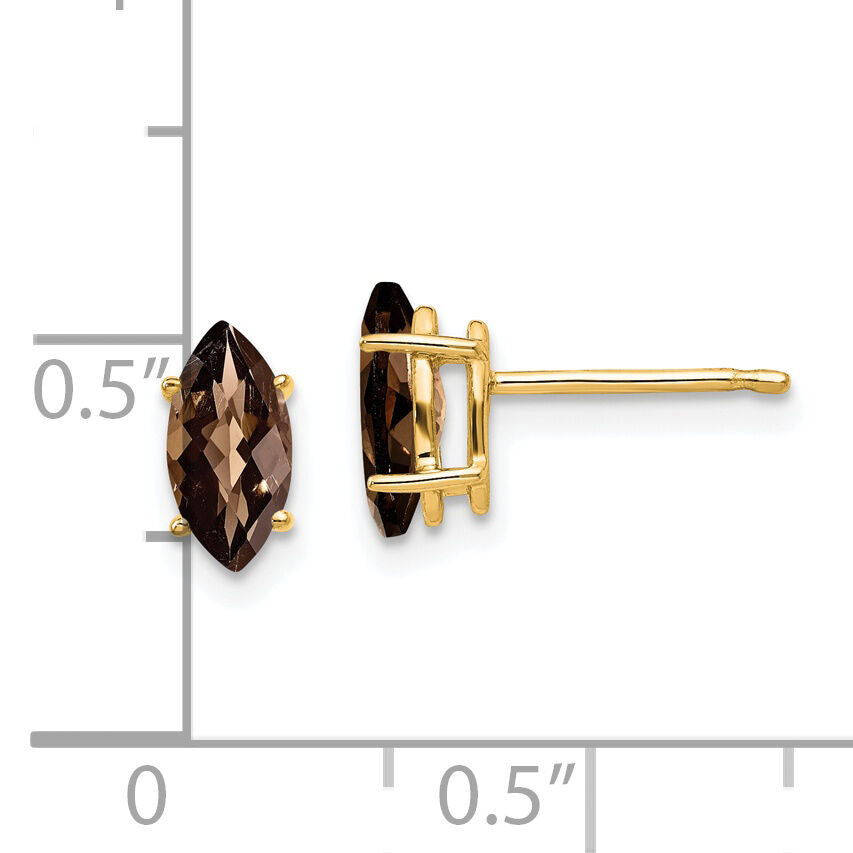 14k 8x4 Marquise Checker-Cut Smoky Quartz Earring-XE104CQ