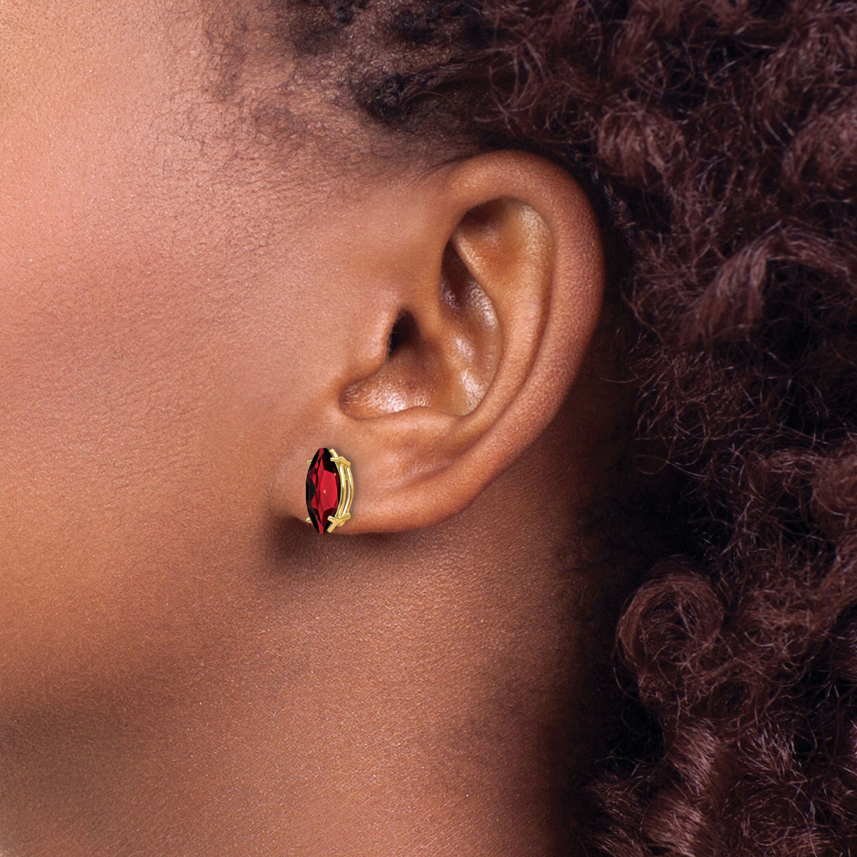14k Garnet Marquise Stud Earring-XE105GA