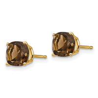 14k 6mm Cushion Smoky Quartz Earring-XE107SQ