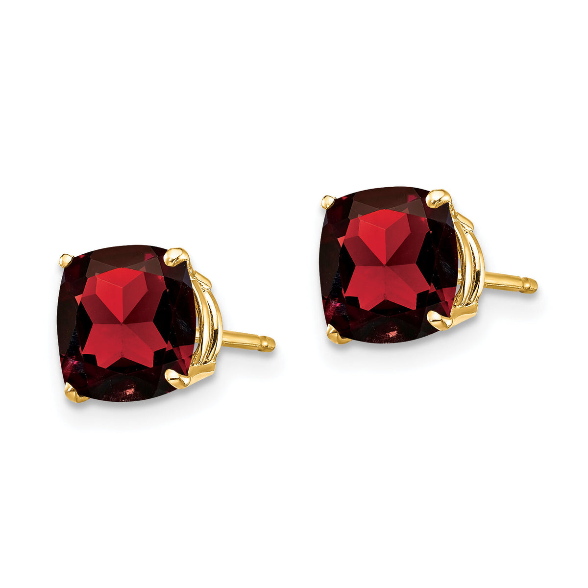 14k 7x7mm Cushion Garnet Checker Earring-XE108GC