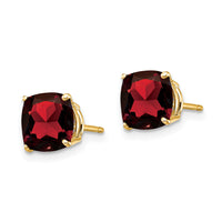 14k 7x7mm Cushion Garnet Checker Earring-XE108GC