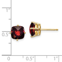 14k 7x7mm Cushion Garnet Checker Earring-XE108GC