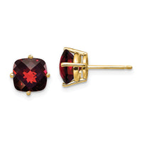 14k 7x7mm Cushion Garnet Checker Earring-XE108GC