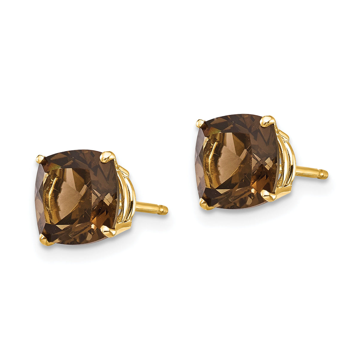 14k 7mm Cushion Smoky Quartz Earring-XE108SQ