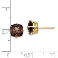 14k 7mm Cushion Smoky Quartz Earring-XE108SQ