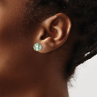 14kw 7mm Cushion Green Quartz Earring-XE108WAG