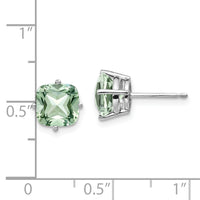14kw 7mm Cushion Green Quartz Earring-XE108WAG