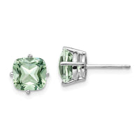 14kw 7mm Cushion Green Quartz Earring-XE108WAG