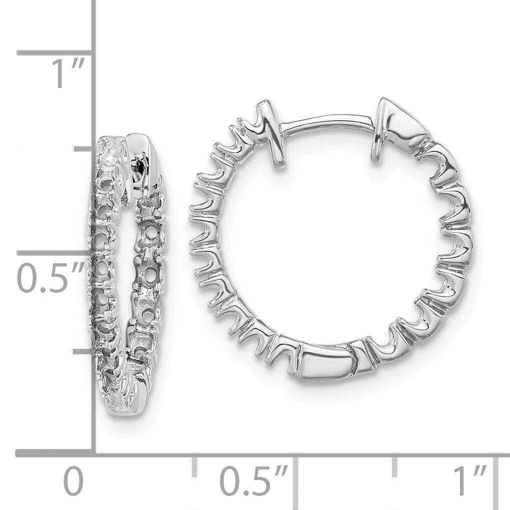 14k White Gold AA Diamond Hinged Hoop Earrings-XE1351AA
