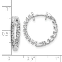 14k White Gold AA Diamond Hinged Hoop Earrings-XE1351AA