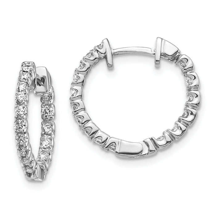 14k White Gold AA Diamond Hinged Hoop Earrings-XE1351AA