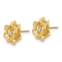 14k Gold AA Diamond Flower Post Earrings-XE15AA
