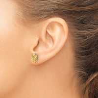 14k Gold AA Diamond Flower Post Earrings-XE15AA