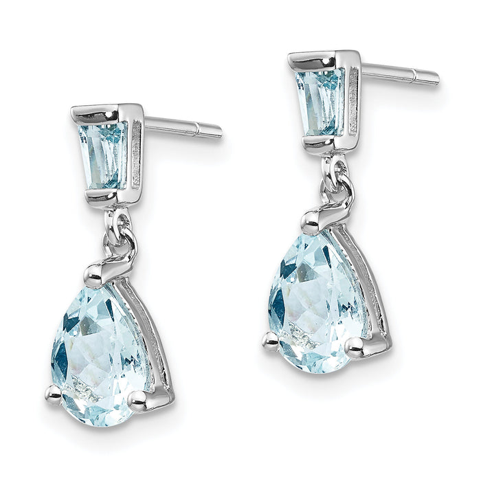 14k White Gold Aquamarine Dangle Earrings-XE1653AQ