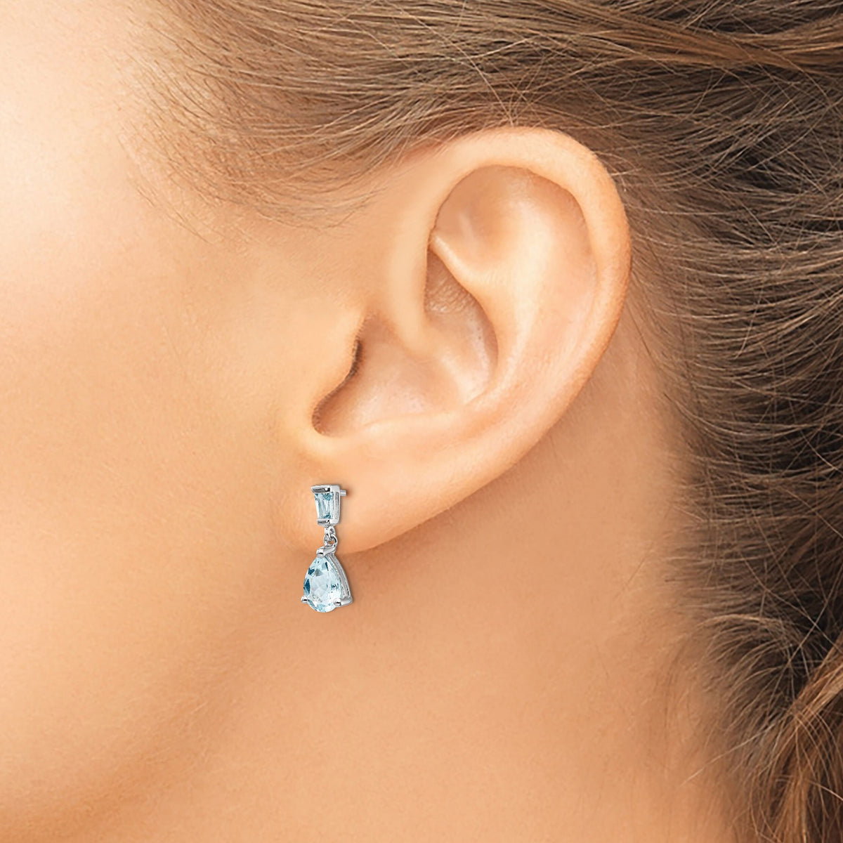 14k White Gold Aquamarine Dangle Earrings-XE1653AQ