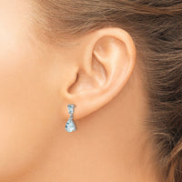 14k White Gold Aquamarine Dangle Earrings-XE1653AQ