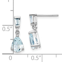 14k White Gold Aquamarine Dangle Earrings-XE1653AQ