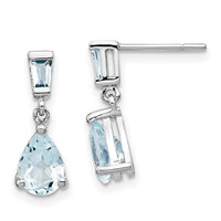 14k White Gold Aquamarine Dangle Earrings-XE1653AQ