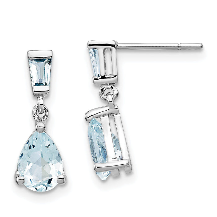 14k White Gold Aquamarine Dangle Earrings-XE1653AQ