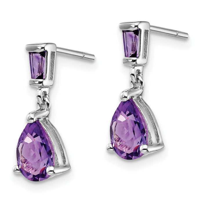 14k White Gold Amethyst Dangle Post Earrings-XE1690AM