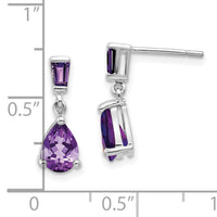 14k White Gold Amethyst Dangle Post Earrings-XE1690AM