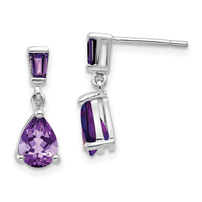 14k White Gold Amethyst Dangle Post Earrings-XE1690AM