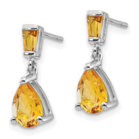 14k White Gold Citrine Dangle Post Earrings-XE1692CI