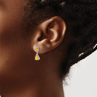 14k White Gold Citrine Dangle Post Earrings-XE1692CI