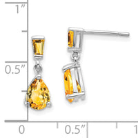 14k White Gold Citrine Dangle Post Earrings-XE1692CI