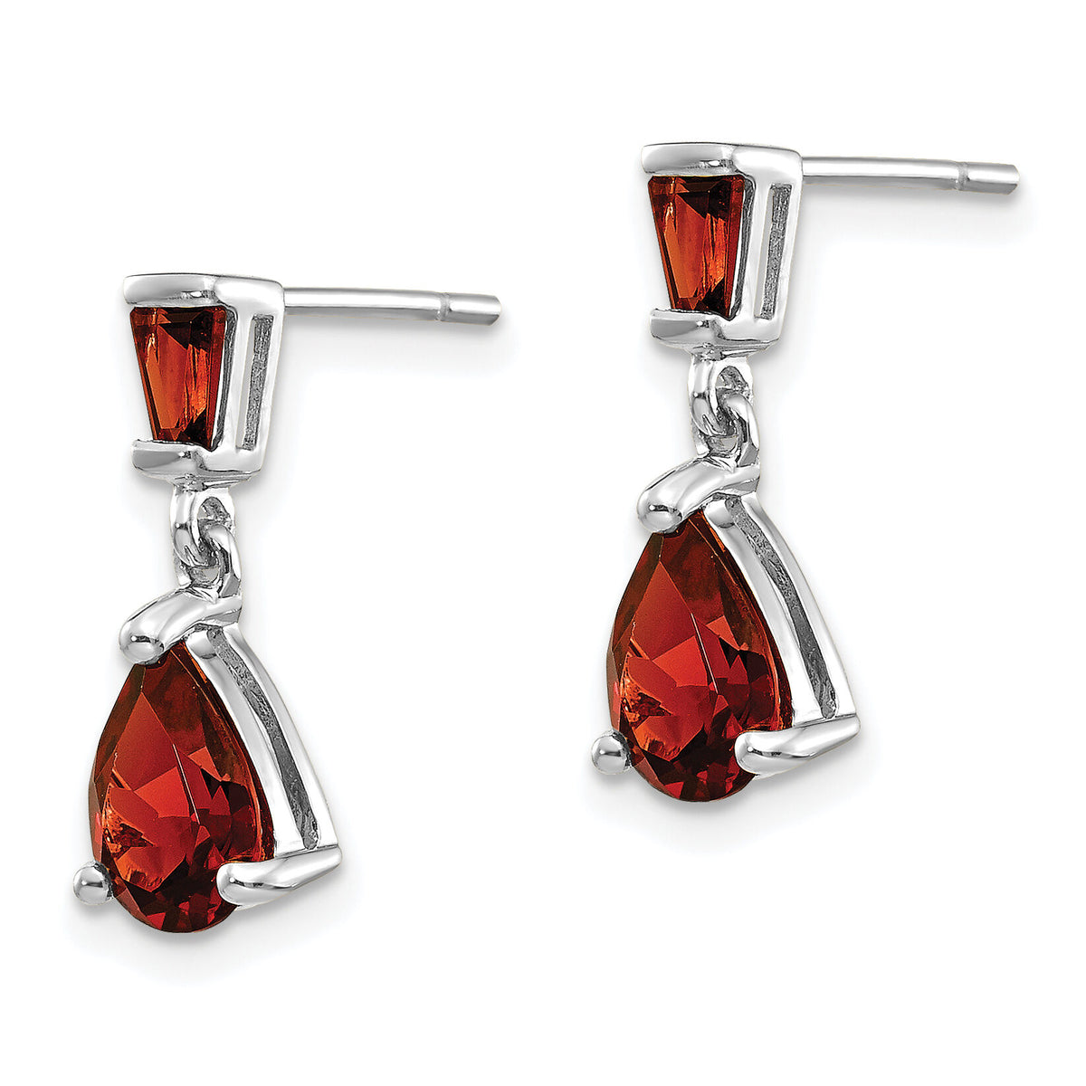 14k White Gold Garnet Dangle Post Earrings-XE1693GA