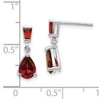 14k White Gold Garnet Dangle Post Earrings-XE1693GA