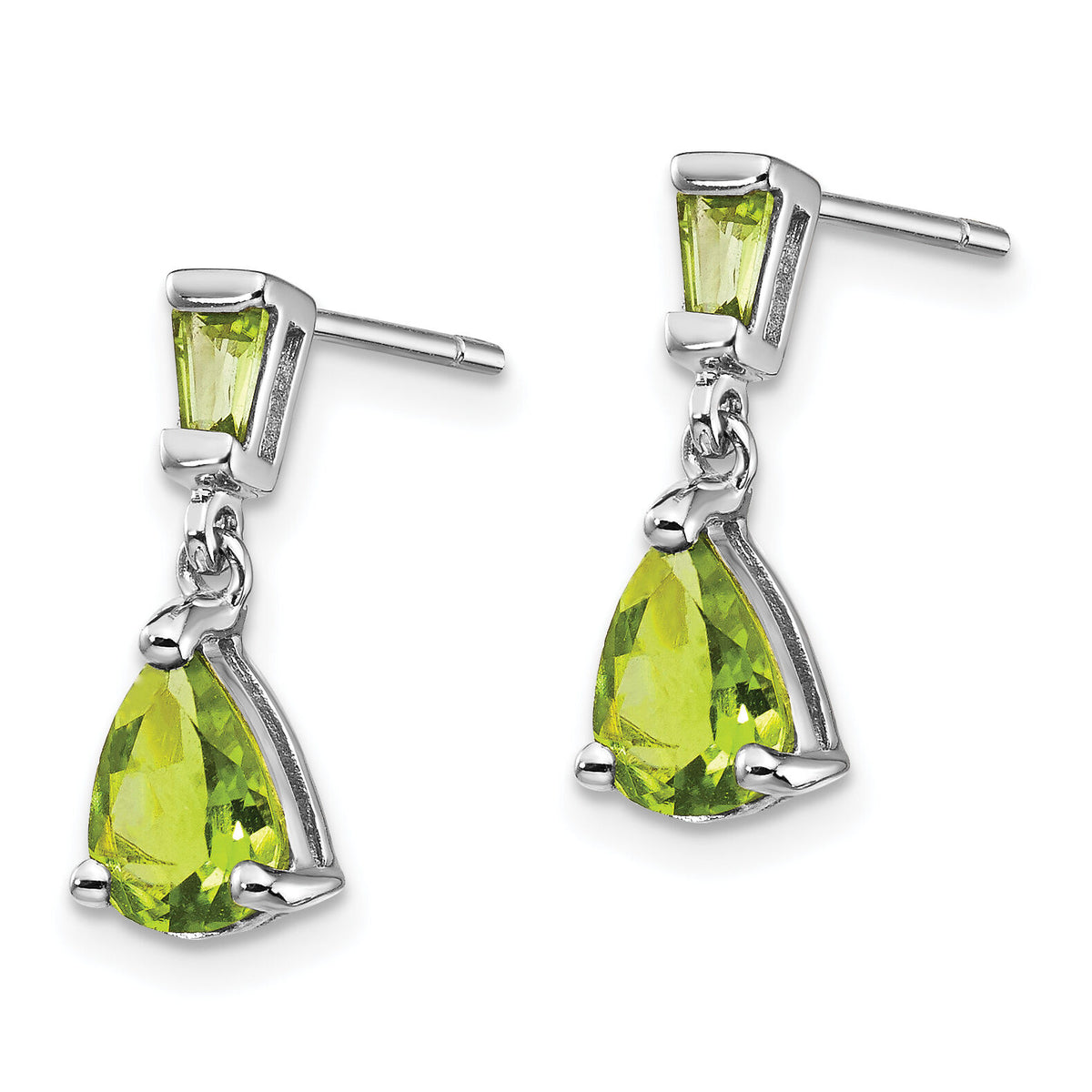 14k White Gold Peridot Dangle Post Earrings-XE1694PE