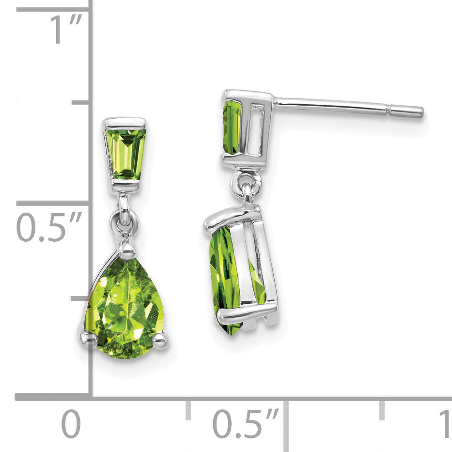 14k White Gold Peridot Dangle Post Earrings-XE1694PE