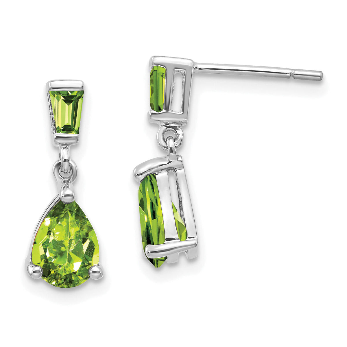 14k White Gold Peridot Dangle Post Earrings-XE1694PE