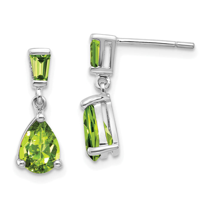14k White Gold Peridot Dangle Post Earrings-XE1694PE