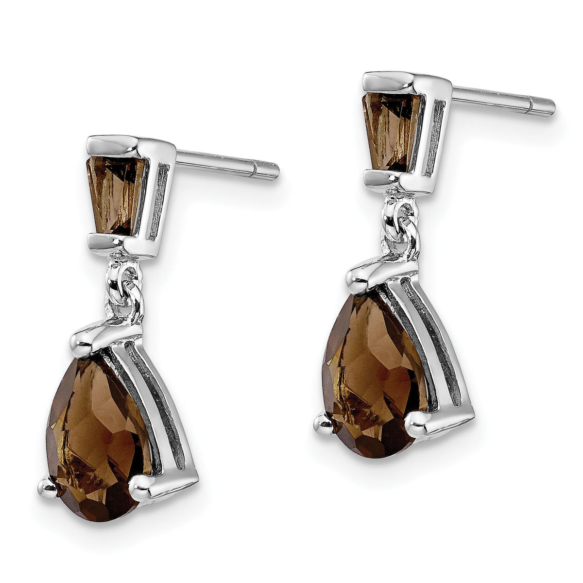 14k White Gold Smoky Quartz Dangle Post Earrings-XE1695SQ
