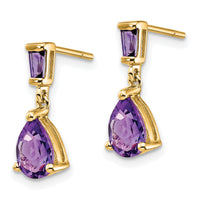 14k Gold Amethyst Dangle Post Earrings-XE1696AM