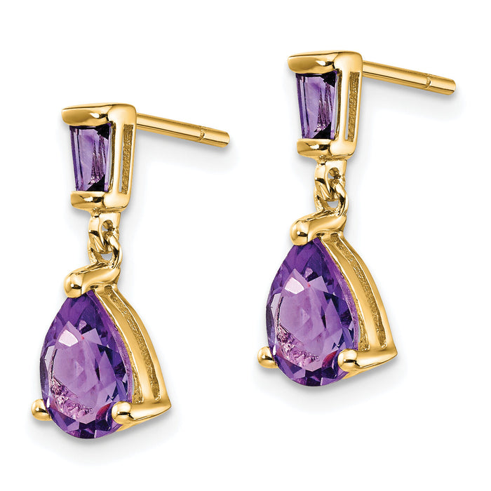 14k Gold Amethyst Dangle Post Earrings-XE1696AM