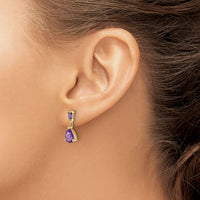 14k Gold Amethyst Dangle Post Earrings-XE1696AM