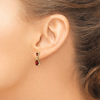 14k Gold Garnet Dangle Post Earrings-XE1699GA