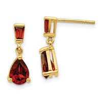 14k Gold Garnet Dangle Post Earrings-XE1699GA