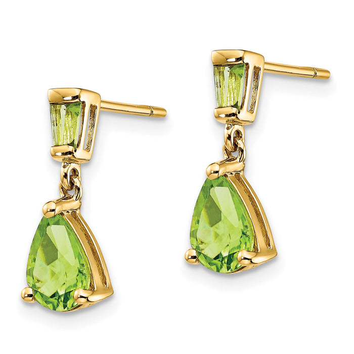 14k Gold Peridot Dangle Post Earrings-XE1700PE