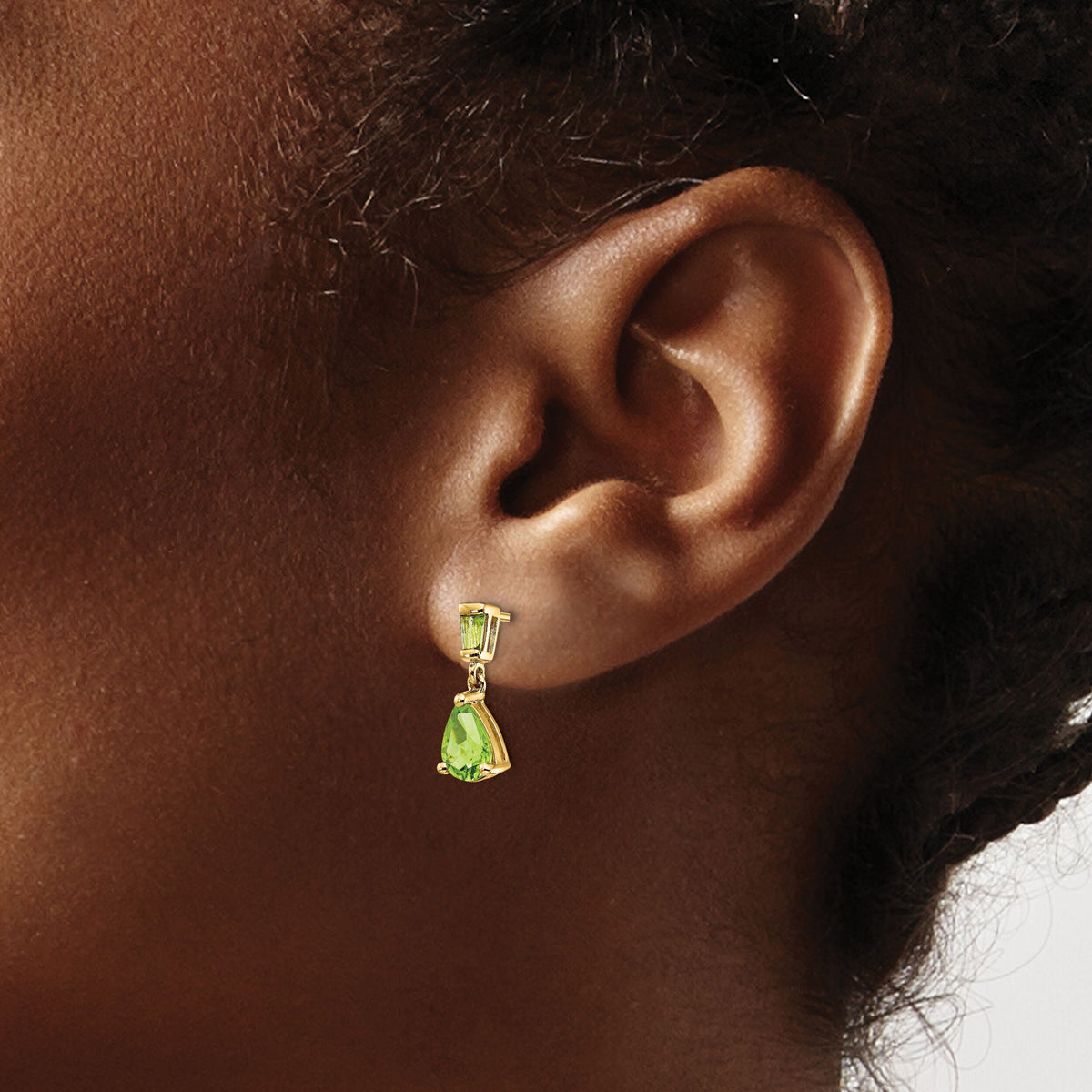 14k Gold Peridot Dangle Post Earrings-XE1700PE
