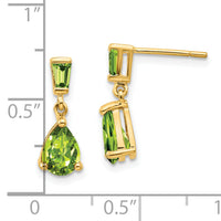 14k Gold Peridot Dangle Post Earrings-XE1700PE