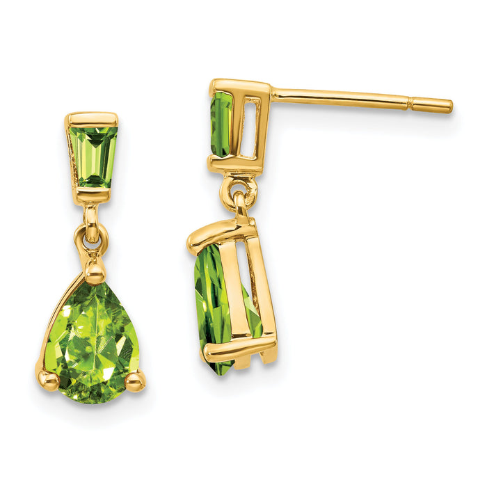 14k Gold Peridot Dangle Post Earrings-XE1700PE